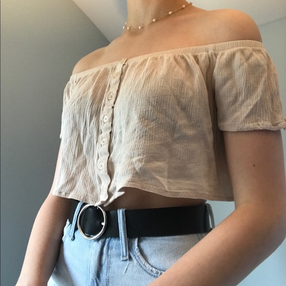 Forever 21 Off The Shoulder Crop Top S - Picture 1 of 5